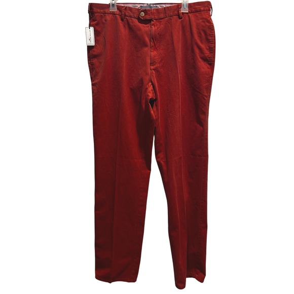 Peter Millar Men's Chino Pants 35 x 37 Pima Cotton NEW with Tags Soft Red Golf - Picture 2 of 5